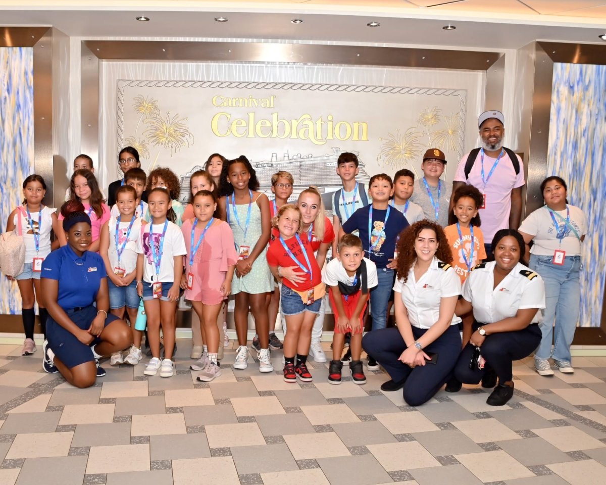 Aruba children tour Carnival Celebration cruise ship