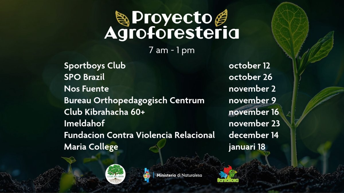 Community working in Aruba’s Agroforestry Project food gardens