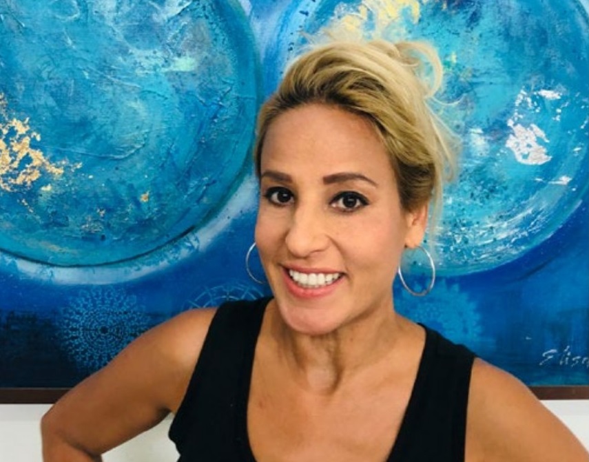 Colorful mixed-media art by Elisa Lejuez displayed at Bucuti & Tara Beach Resort, Aruba