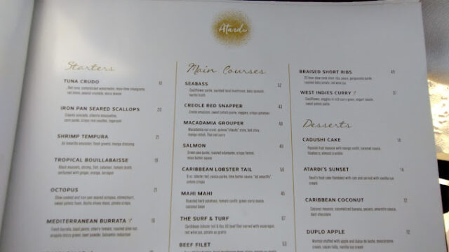 Atardi Restaurant food menu