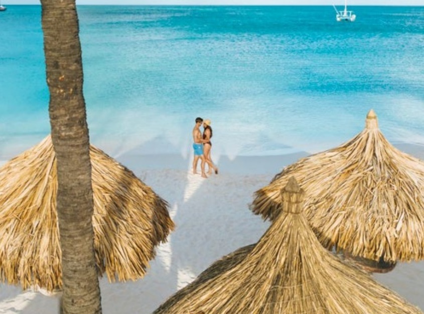 Guests visit at Aruba Marriott Resort