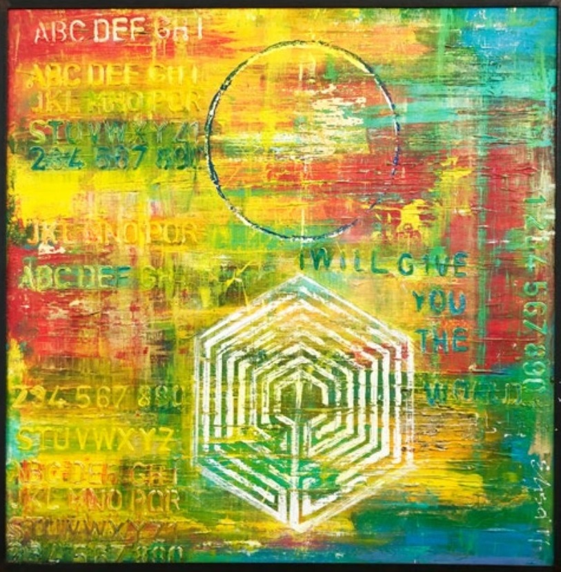 Colorful mixed-media art