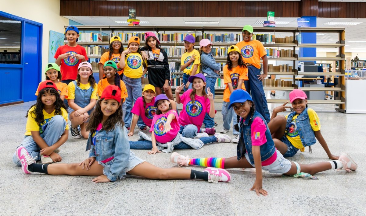 Princess Amalia students performing a dance at the Children's Book Festival