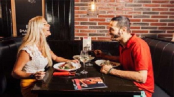 Delicious Christmas dinner served at Café The Plaza with festive decorations.