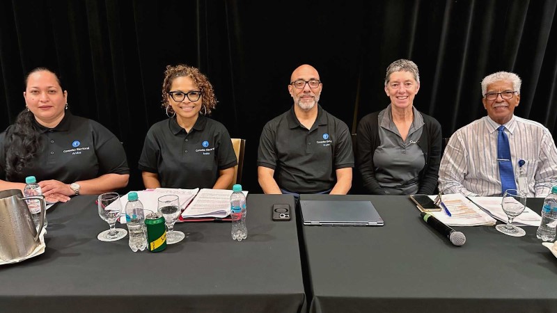 Voting staff at an info session for Aruba elections at Marriott Resort