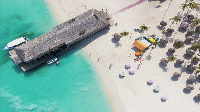 bugaloe beach bar outside view aruba
