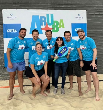 Beach tennis tournament in Gramado showcasing Aruba’s relaxed vibe.
