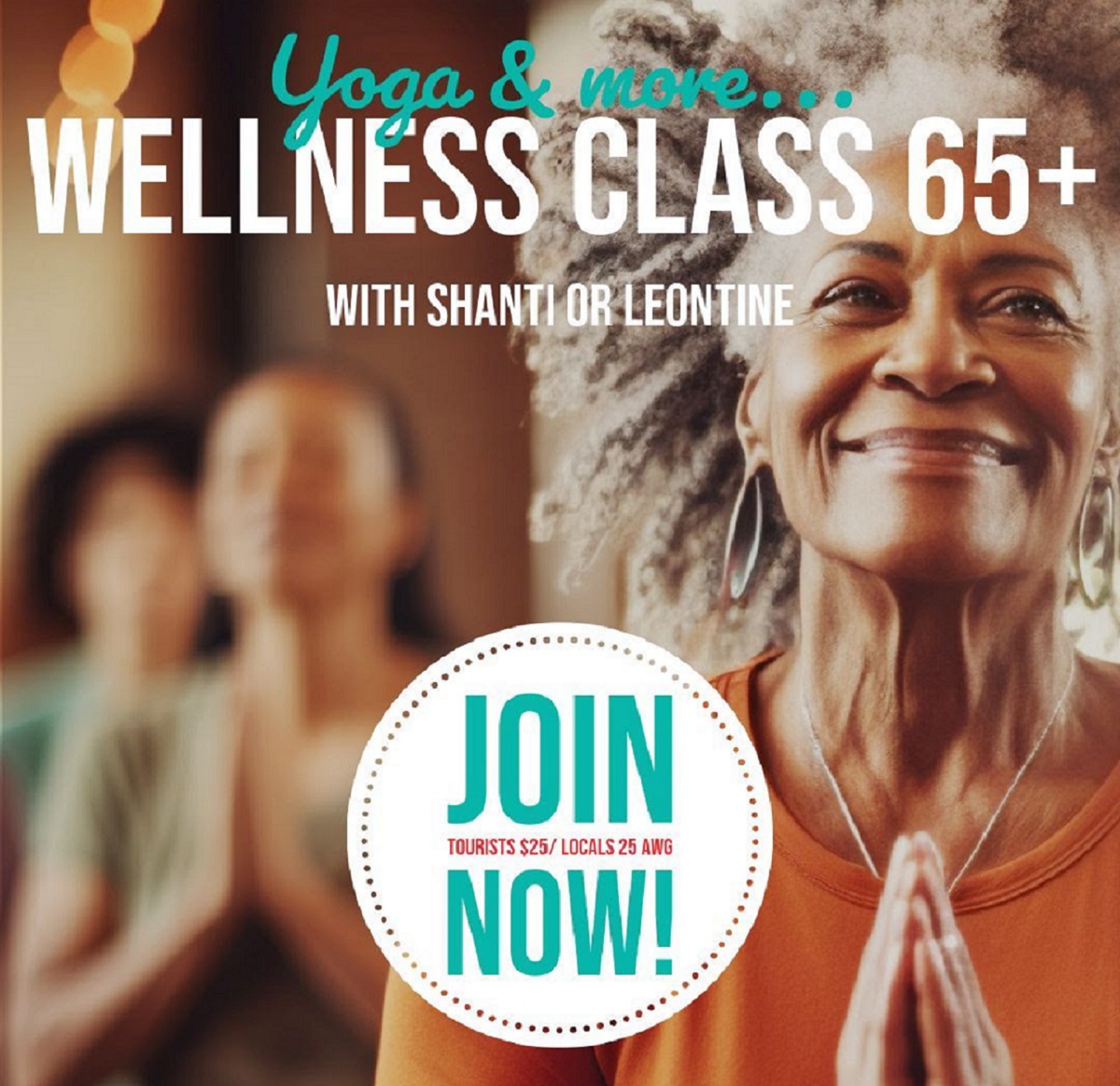 Wellness Class 65+ Aruba with chair yoga, strength exercises, and relaxation