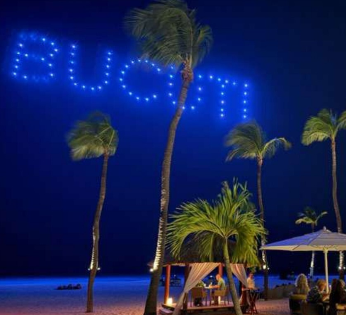 A stunning aerial view of the eco-friendly drone show