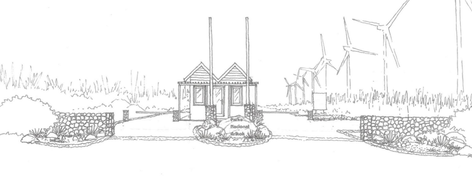 Construction work at Vader Piet entrance in Parke Nacional Arikok