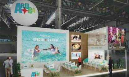 Representatives from Aruba's hotels, resorts, and tour operators collaborating at the ANATO 2025 showcase.