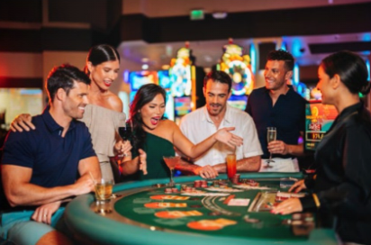 Guests enjoying the newly renovated Stellaris Casino with upgraded interiors and modern slot machines.