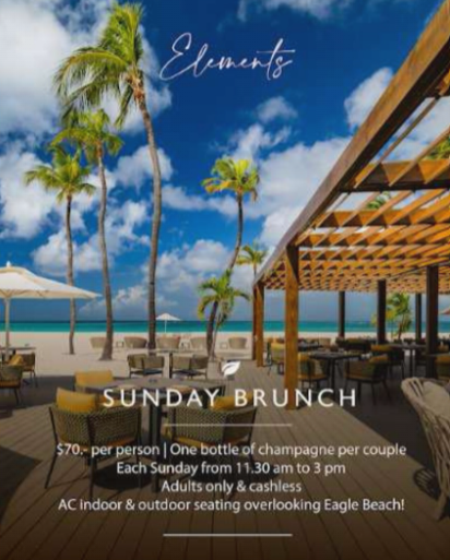 Guests enjoying Signature Sunday Brunch with ocean views at Elements Restaurant.