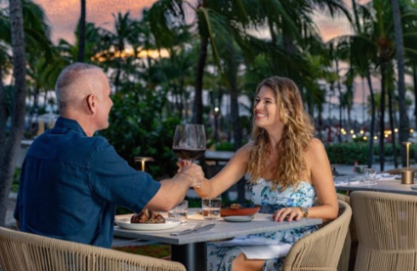 Elegant indoor dining at the newly renovated Sunset Grille in Hilton Aruba.