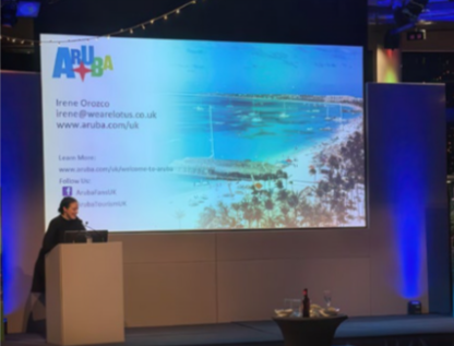 Aruba representatives presenting travel insights at CTO Roadshow in Manchester.