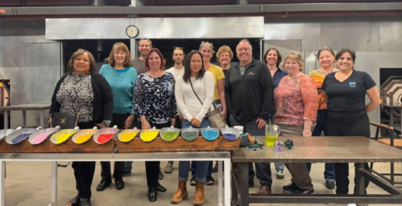 Beautiful glass souvenirs created by travelers in Aruba.