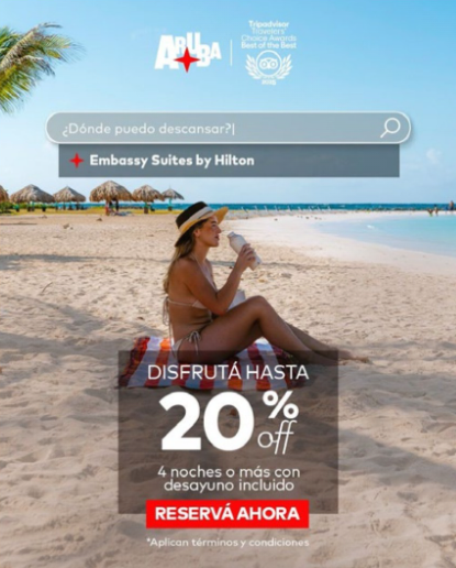 Aruba tourism campaign promoting travel deals in Latin America