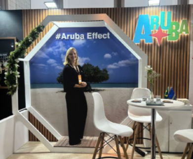 Aruba Tourism team at CASAR 2025 in São Paulo showcasing wedding travel options