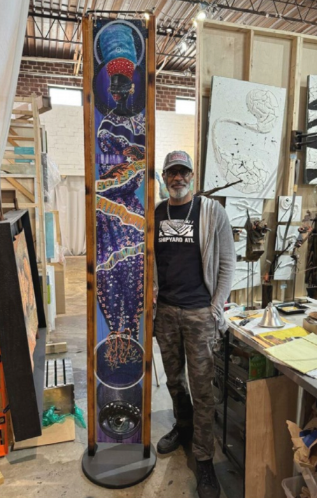 Exhibit at Fort Zoutman in Oranjestad featuring slavery commemoration art by Andre Henderson