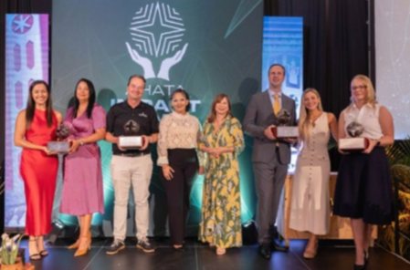 Wind Creek Aruba team celebrating AHATA Impact Award for Employee Wellbeing