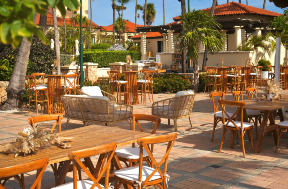 Guests enjoying tapas and live music at The Birdie, Tierra del Sol, Aruba