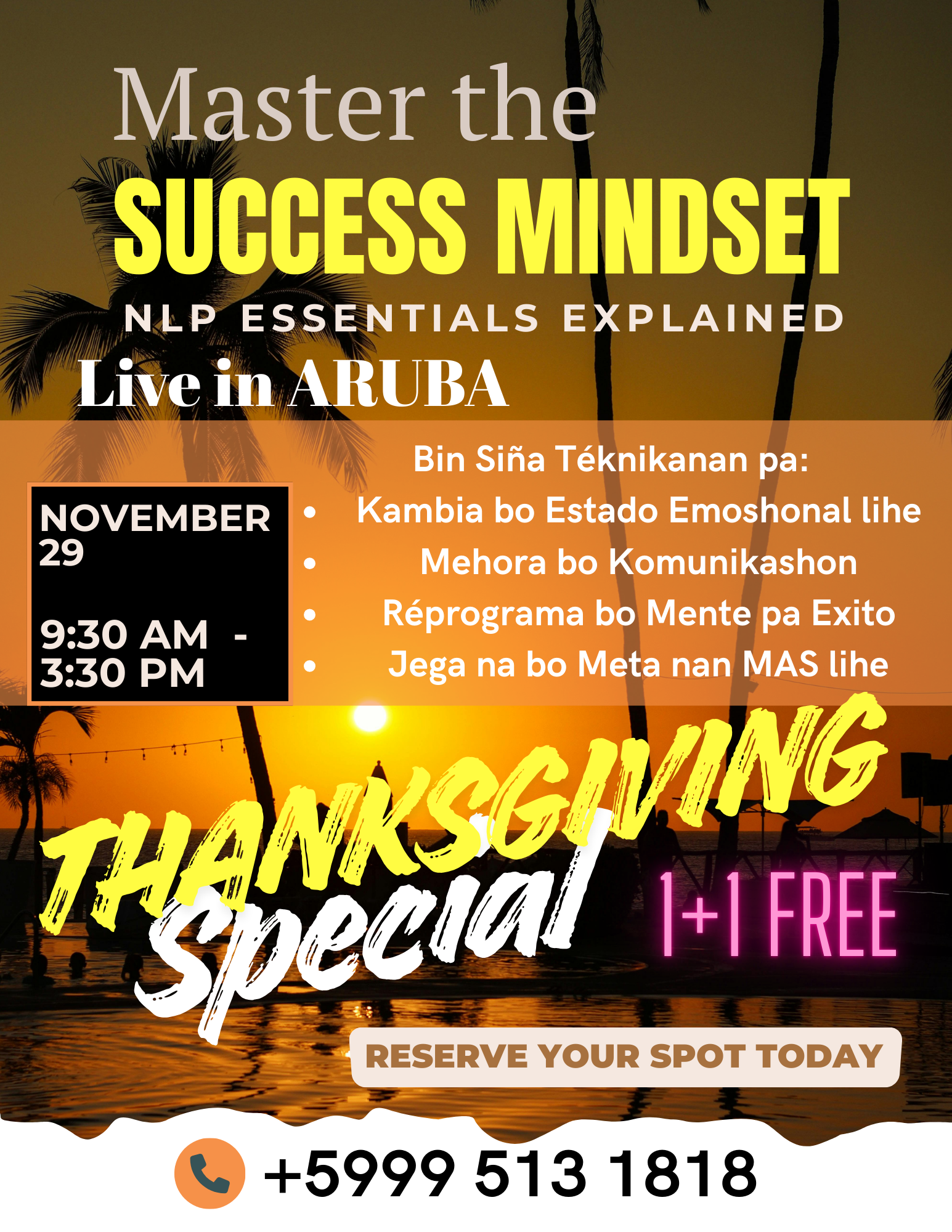 Mindset Reset Workshop Aruba 2025 – Future Self Transformation Event