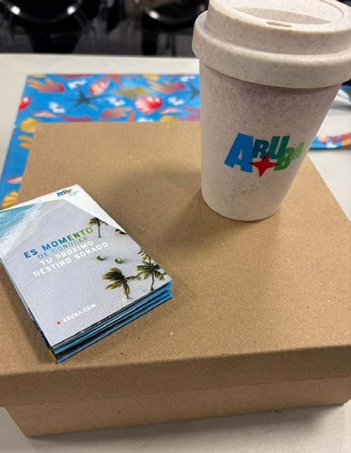 Aruba-branded bamboo cups promoting eco-friendly tourism