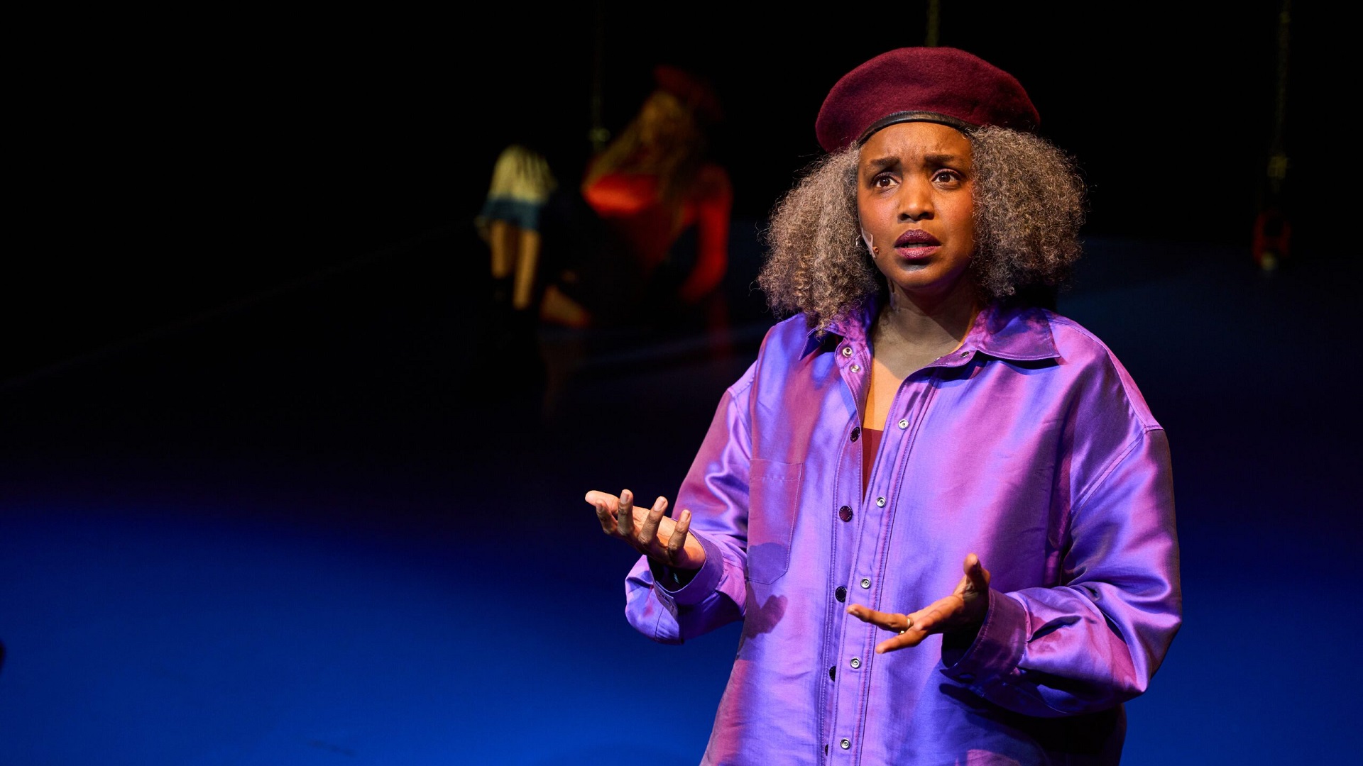 Actress performing emotional monologue in KINGS Come Home Aruba theater show