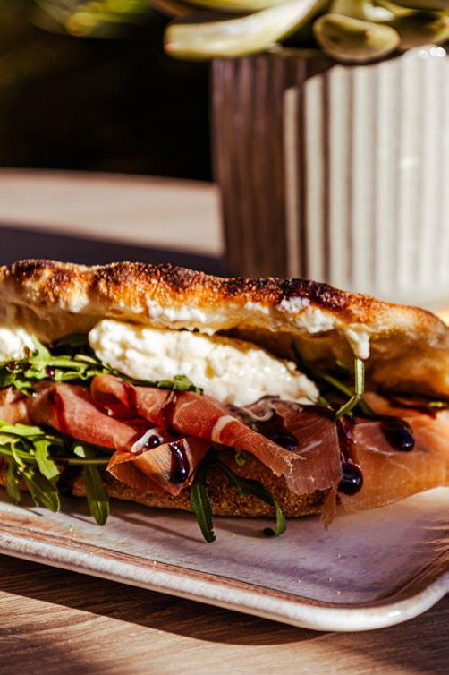 Prosciutto di Parma and stracciatella focaccino sandwich served at Aruba Marriott Mercat