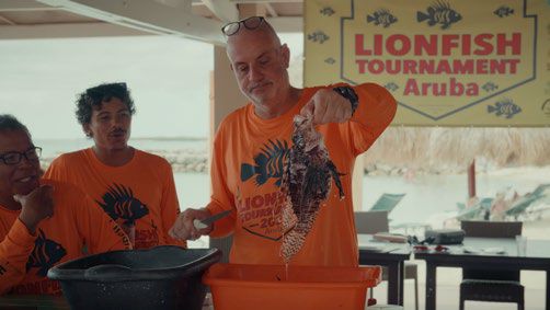 Local fishermen supporting sustainable fishing during Lionfish Harvesting Tournament Aruba