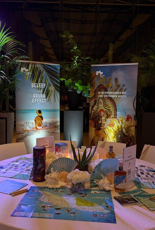 Influencers attending Aruba Tourism Authority presentation during White Dinner Antwerp event